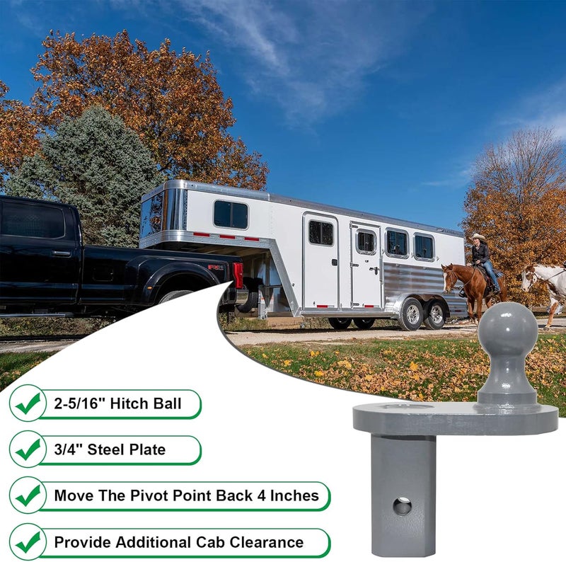 AUGSMIAR GNXA4085 Gooseneck Ball Extender, Heavy Trailer Hitch for B&W Trailer Hitches Turnoverball Gooseneck Hitch Extender, 4 Inches Offset, 20000 lbs GTW/ 5000 lbs VTW, 2-5/16 Inch Diameter Ball - Image 3